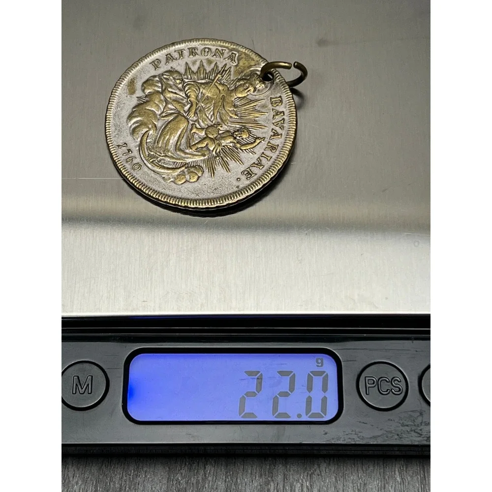 Vintage 1760 Patrona Bavariae Maximilian III Joseph Coin Pendant Medallion 22g
